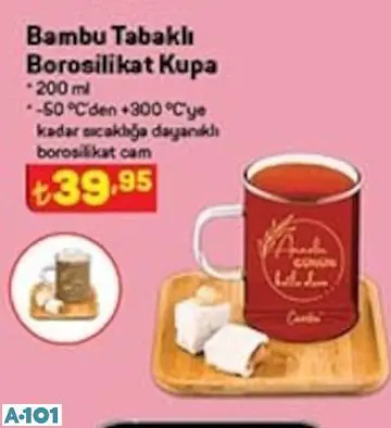 BAMBU TABAKLI BOROSİLİKAT KUPA